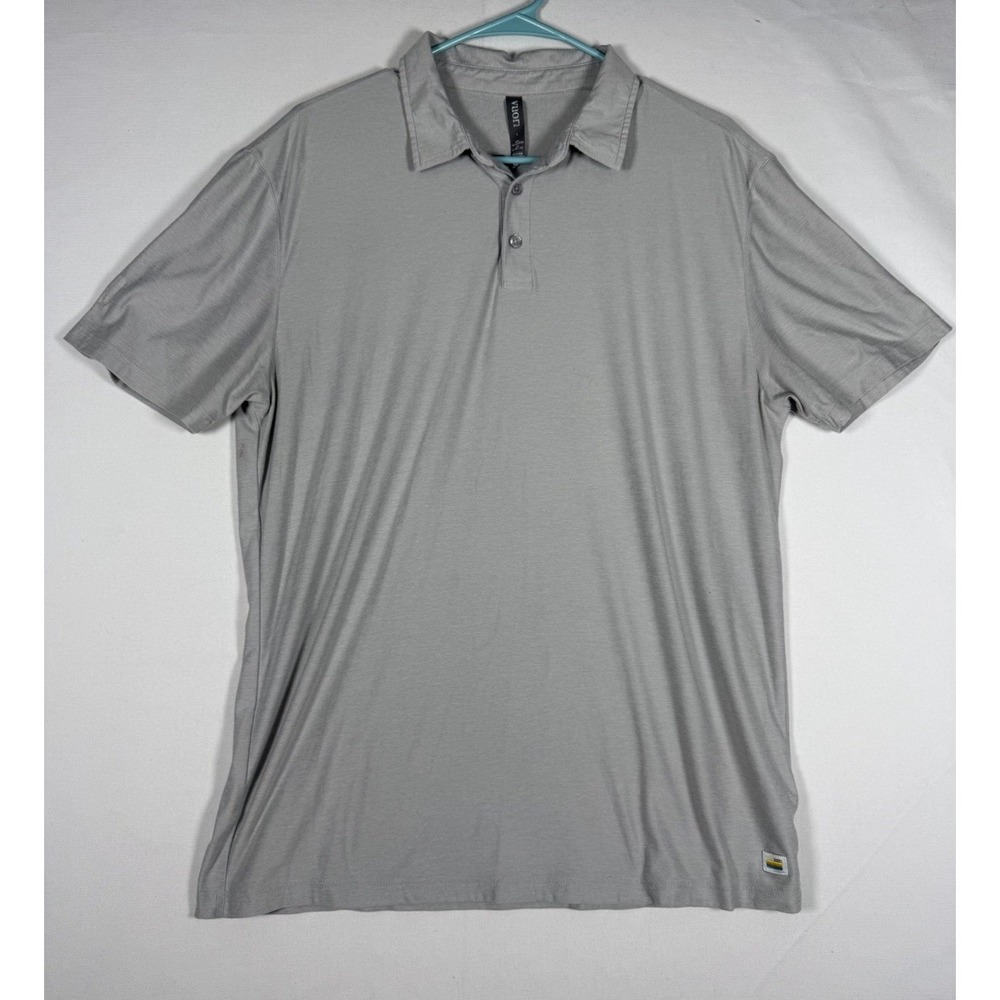 Vuori Polo Shirt Mens Large Gray Strato Tech Performance Soft Stretch V188